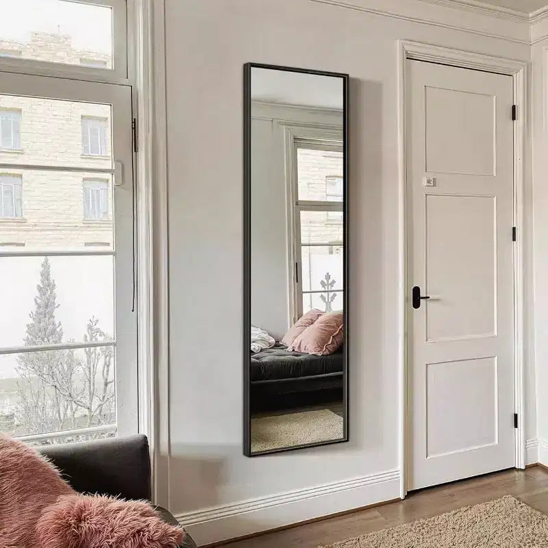 Specchio a figura intera, grande, da terra, con cornice in alluminio, per camera da letto, soggiorno, bagno, antiappannamento, vetro trasparente