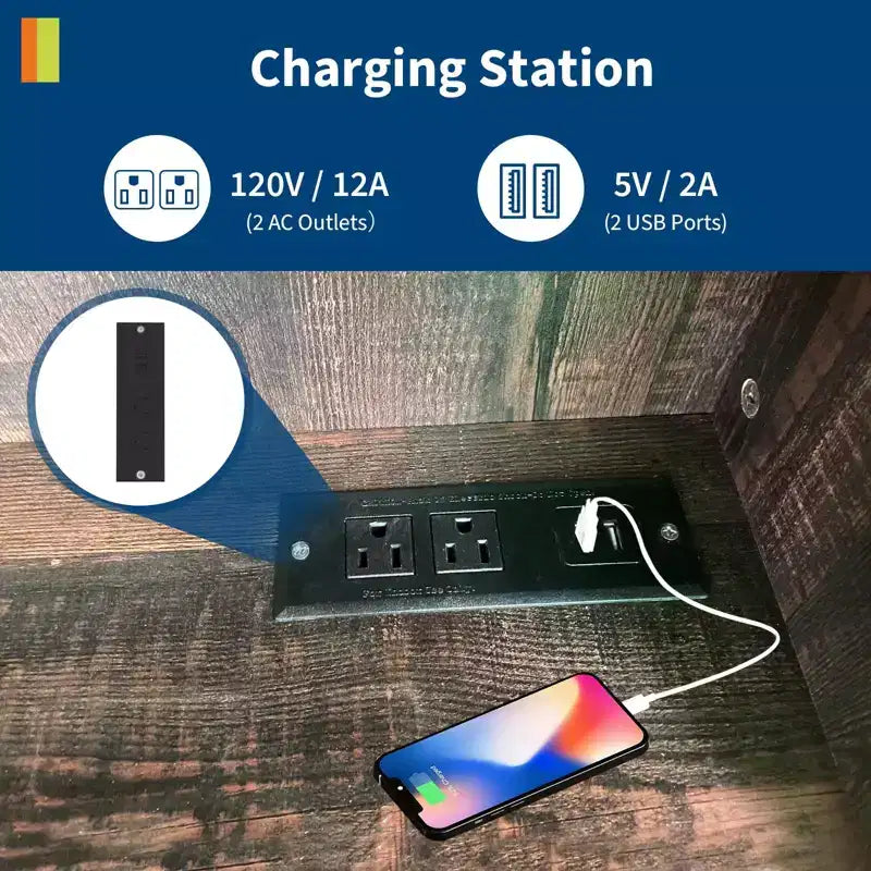 70 Armadio per Dispensa da Cucina con Presa Elettrica, Supporto Microonde Indipendente e Ripiano Regolabile con Ante in Acrilico Marrone