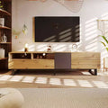 MAYEERTY TV Stand for 80 TV with Double Storage Space, Media Console Table, Entertainment Center with Drop Down Door for Living Room Brown