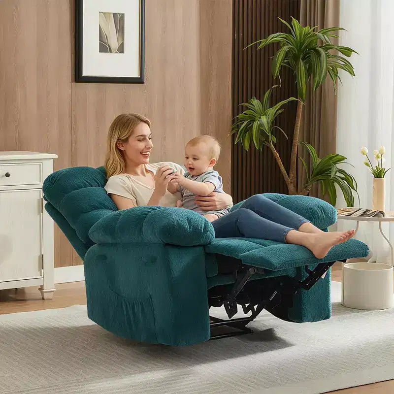 Poltrona Reclinabile Manuale Extra Large con Tasca Laterale – Capacità 136 kg, Girevole a 360°