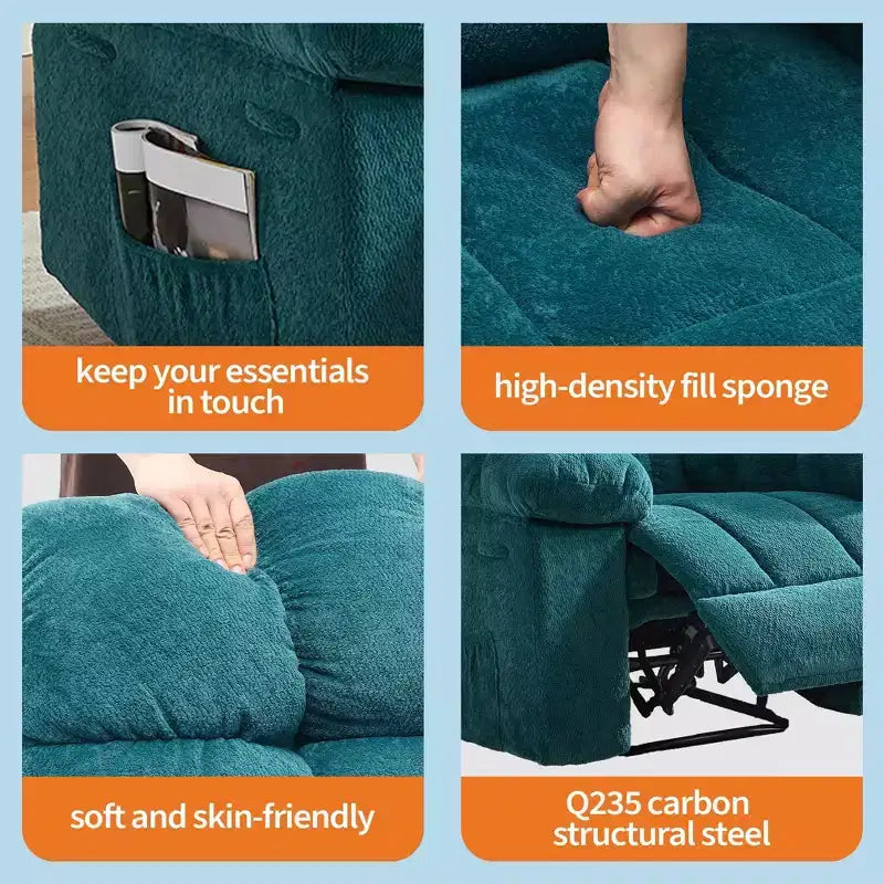 Poltrona Reclinabile Manuale Extra Large con Tasca Laterale – Capacità 136 kg, Girevole a 360°