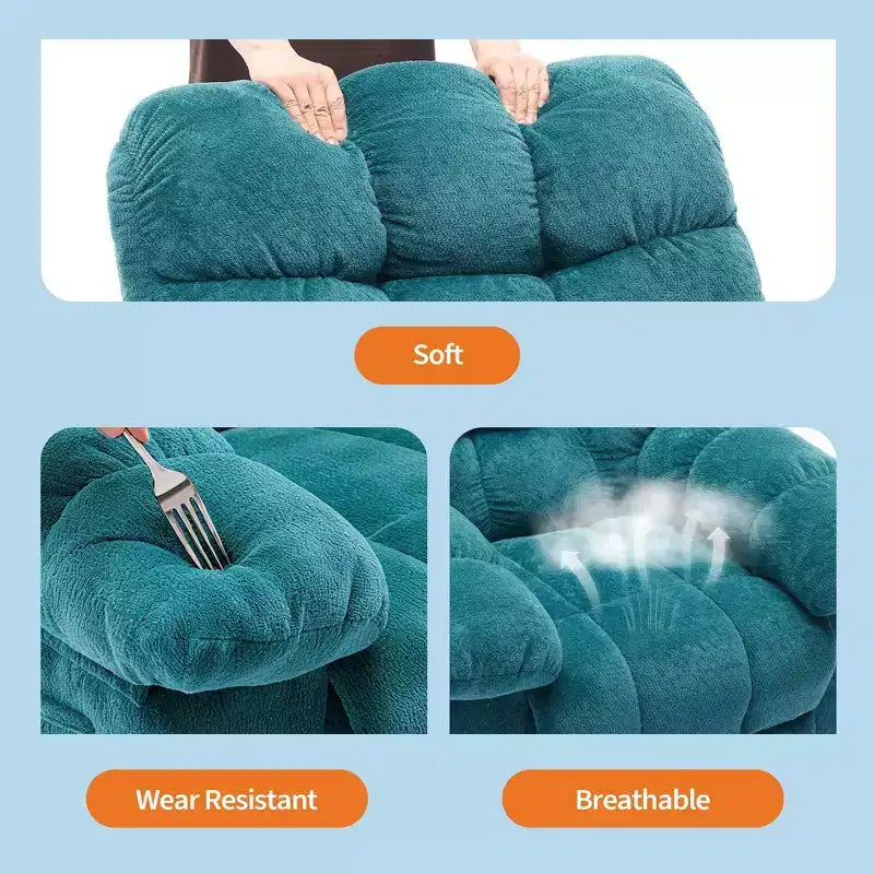 Poltrona Reclinabile Manuale Extra Large con Tasca Laterale – Capacità 136 kg, Girevole a 360°