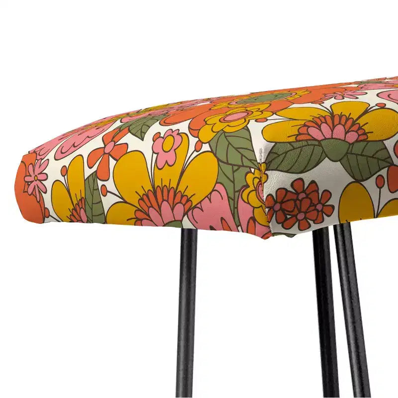 Panchina Retro Spring Print – Finta pelle vegana, Arancione/Rosa/Nero, 117 cm L