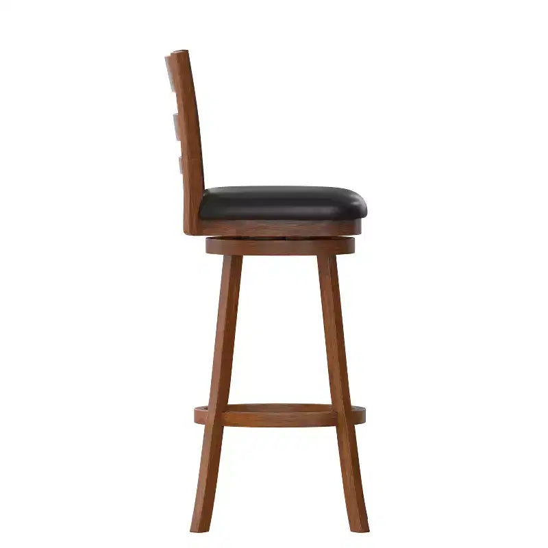 Sgabello da bar girevole classico in legno con schienale a pioli da 30" – Girevole a 360°, capacità 300 lb