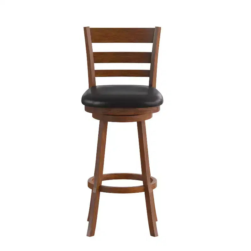 Sgabello da bar girevole classico in legno con schienale a pioli da 30" – Girevole a 360°, capacità 300 lb