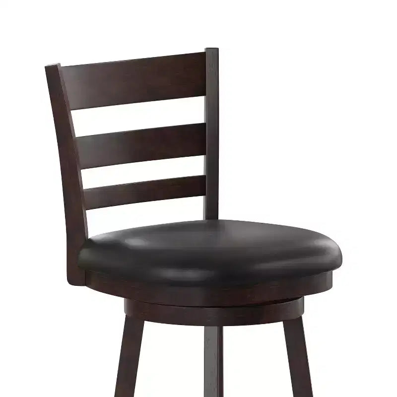 Sgabello da bar girevole classico in legno con schienale a pioli da 30" – Girevole a 360°, capacità 300 lb