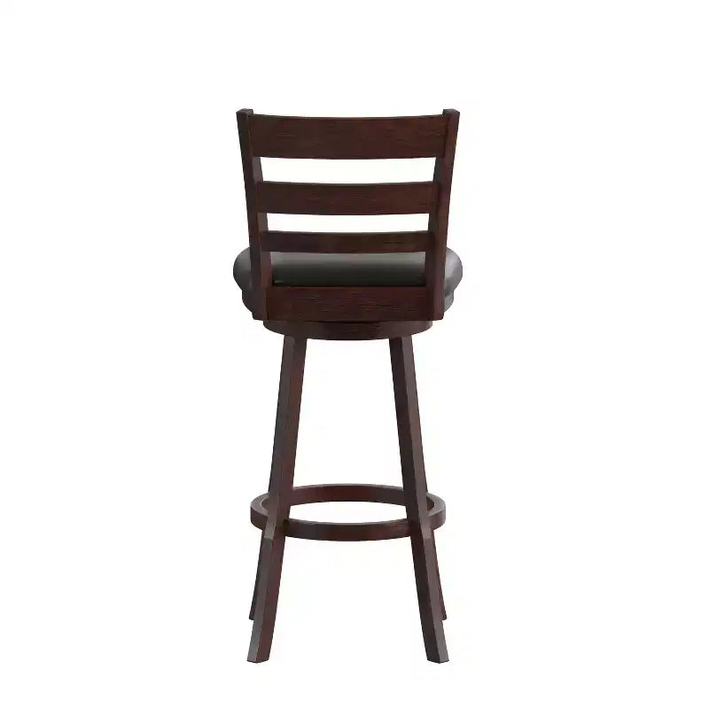 Sgabello da bar girevole classico in legno con schienale a pioli da 30" – Girevole a 360°, capacità 300 lb