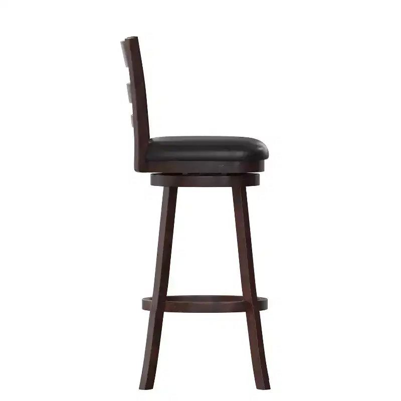 Sgabello da bar girevole classico in legno con schienale a pioli da 30" – Girevole a 360°, capacità 300 lb