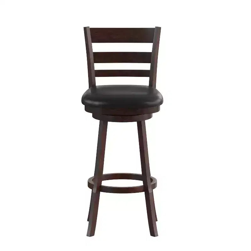 Sgabello da bar girevole classico in legno con schienale a pioli da 30" – Girevole a 360°, capacità 300 lb