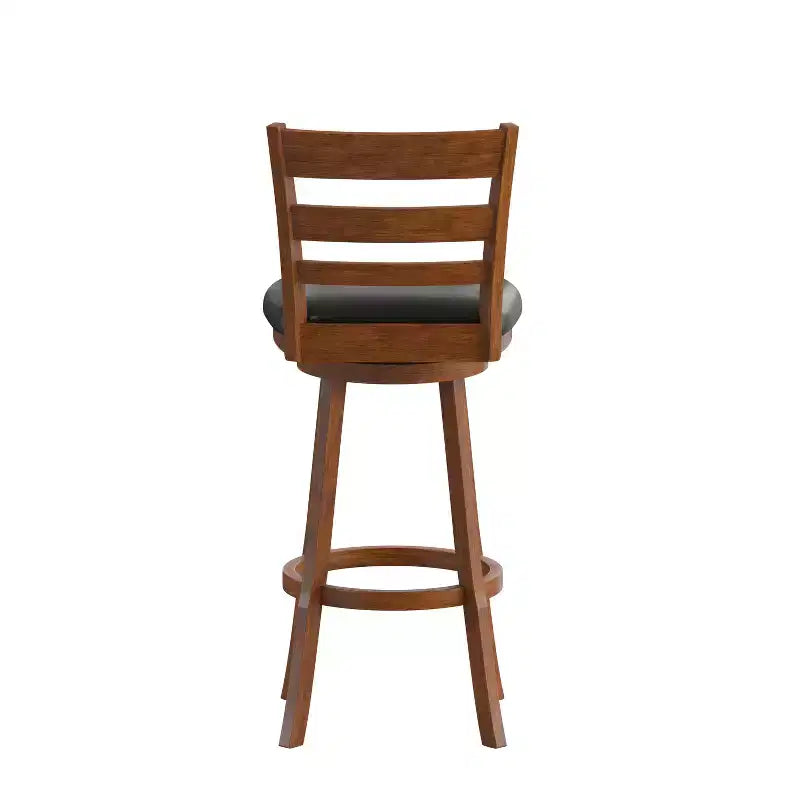 Sgabello da bar girevole classico in legno con schienale a pioli da 30" – Girevole a 360°, capacità 300 lb