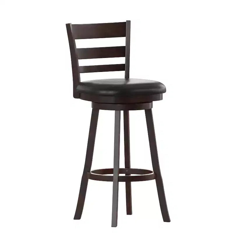 Sgabello da bar girevole classico in legno con schienale a pioli da 30" – Girevole a 360°, capacità 300 lb