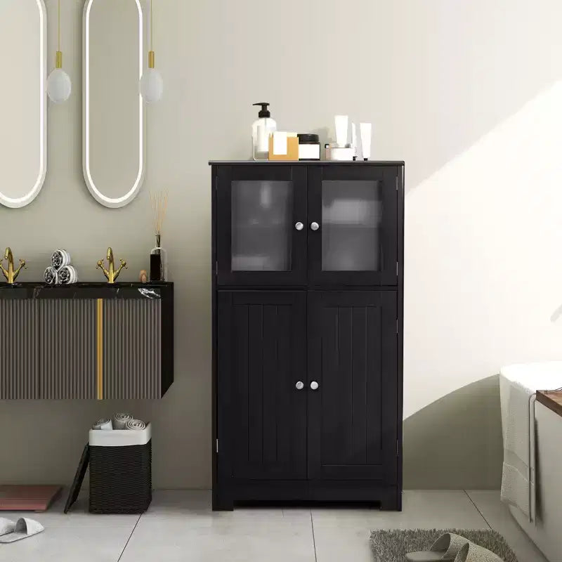 Mobiletto da bagno con 4 ante e ripiano regolabile – Certificato CARB