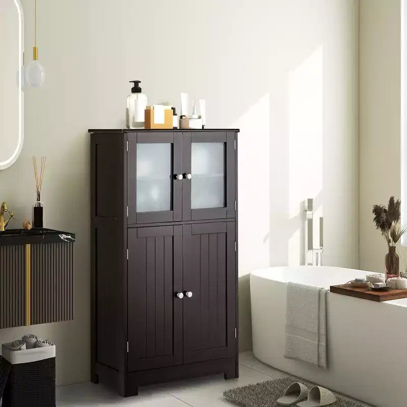 Mobiletto da bagno con 4 ante e ripiano regolabile – Certificato CARB