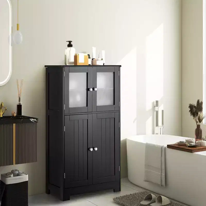 Mobiletto da bagno con 4 ante e ripiano regolabile – Certificato CARB