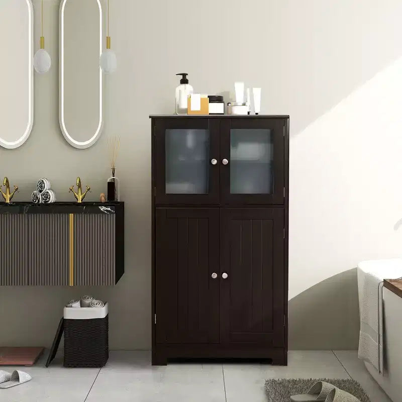 Mobiletto da bagno con 4 ante e ripiano regolabile – Certificato CARB