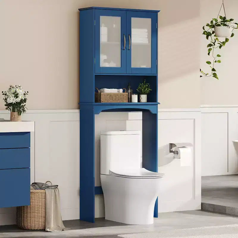 Armadietto portaoggetti da bagno sopra il WC autoportante con ripiano – MDF, 3 ripiani regolabili