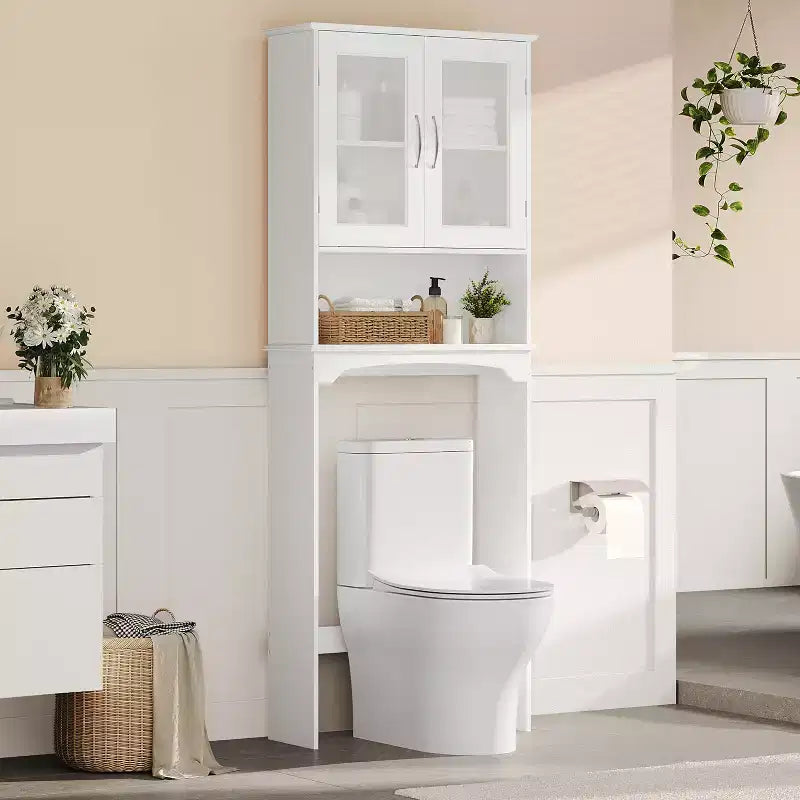 Armadietto portaoggetti da bagno sopra il WC autoportante con ripiano – MDF, 3 ripiani regolabili