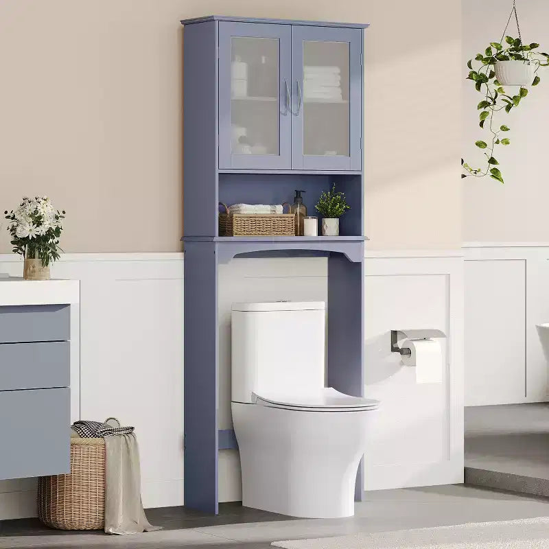 Armadietto portaoggetti da bagno sopra il WC autoportante con ripiano – MDF, 3 ripiani regolabili