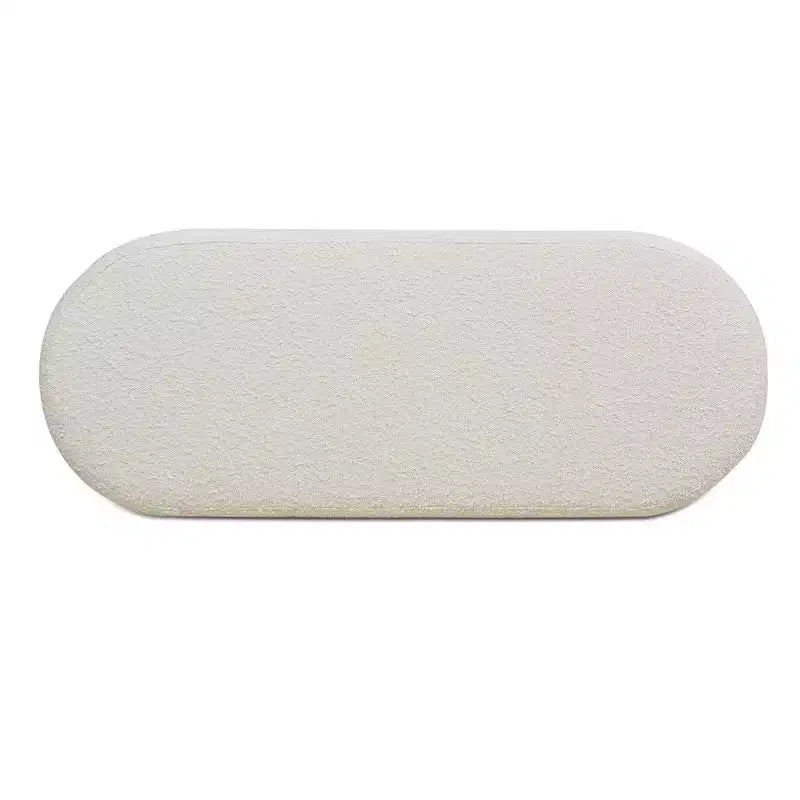 Panca contenitore ovale rivestita da 124 cm – Tessuto Boucle, certificato CARB, 15 kg