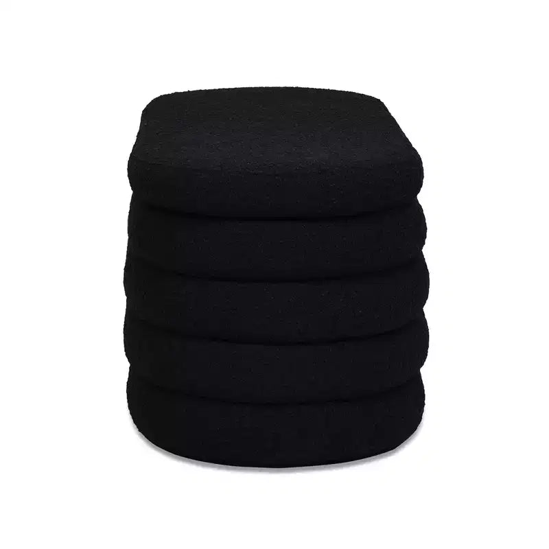 Panca contenitore ovale rivestita da 124 cm – Tessuto Boucle, certificato CARB, 15 kg
