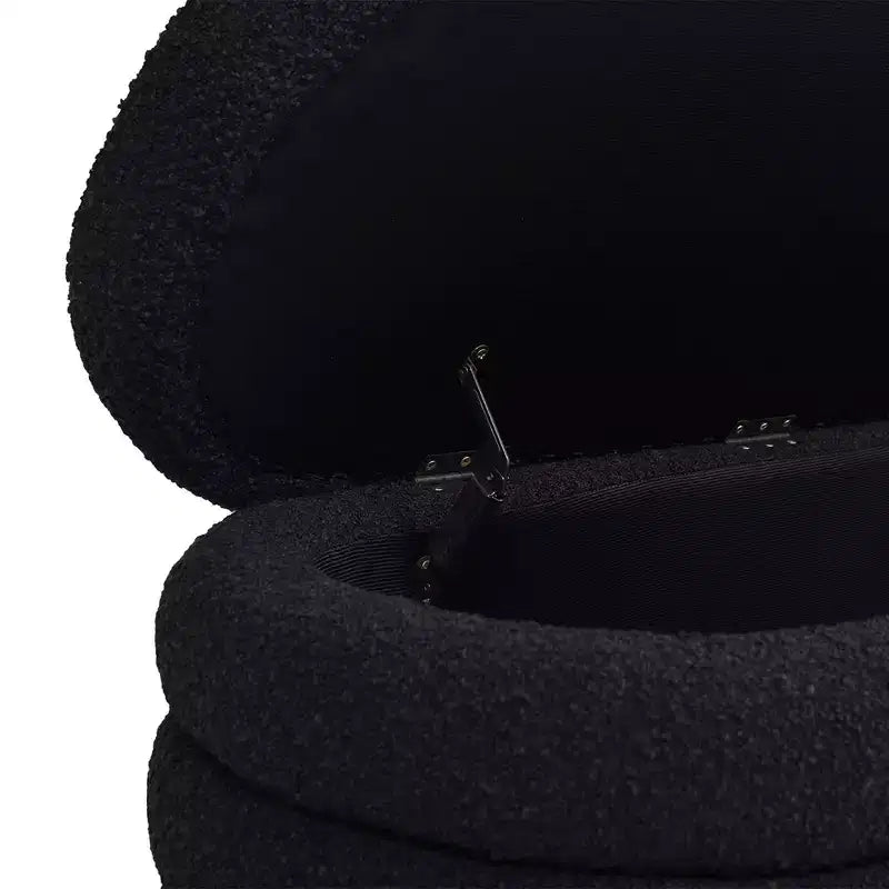 Panca contenitore ovale rivestita da 124 cm – Tessuto Boucle, certificato CARB, 15 kg