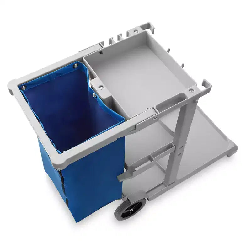 Carrello per pulizie professionali su ruote – 136 kg capacità, sacco 94 litri, grigio