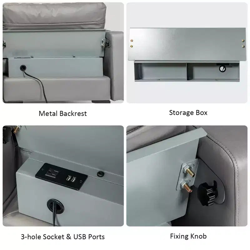 Divano sezionale modulare extra-large a 4 posti con chaise longue reversibile e 2 porte USB