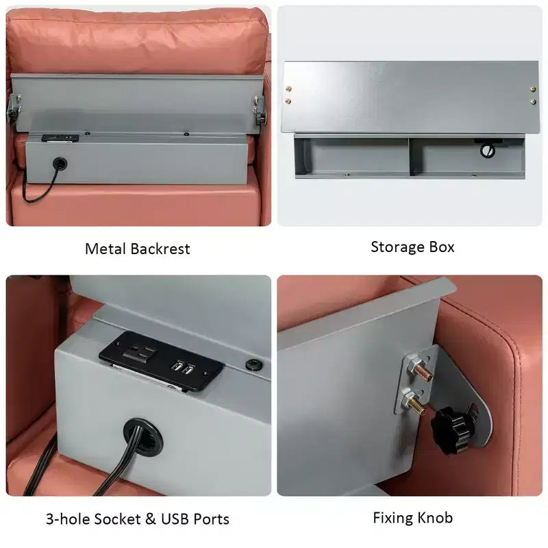 Divano sezionale modulare extra-large a 4 posti con chaise longue reversibile e 2 porte USB