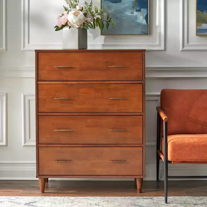Lifestorey Ana Mid Century Modern 4 Drawer Chest Dresser